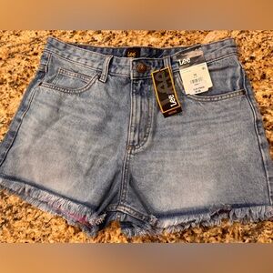 Lee Heritage Women's Relaxed Fit 3” Inseam Denim Shorts Raw Edge Hem Size 10